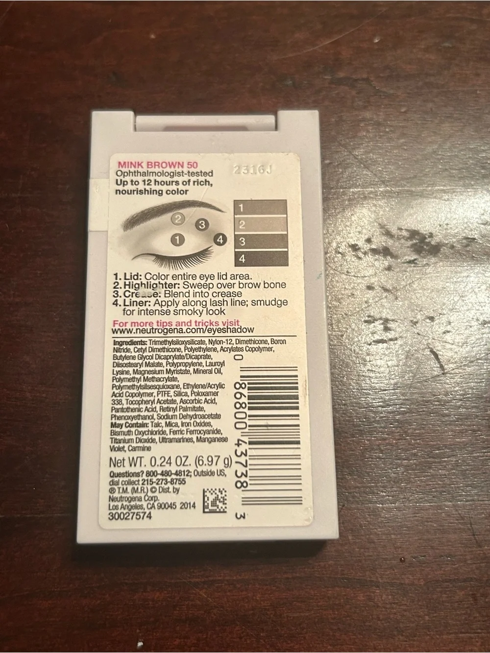 NEUTROGENA Nourishing Long Wear Eye Shadow + Primer #50 MINK BROWN